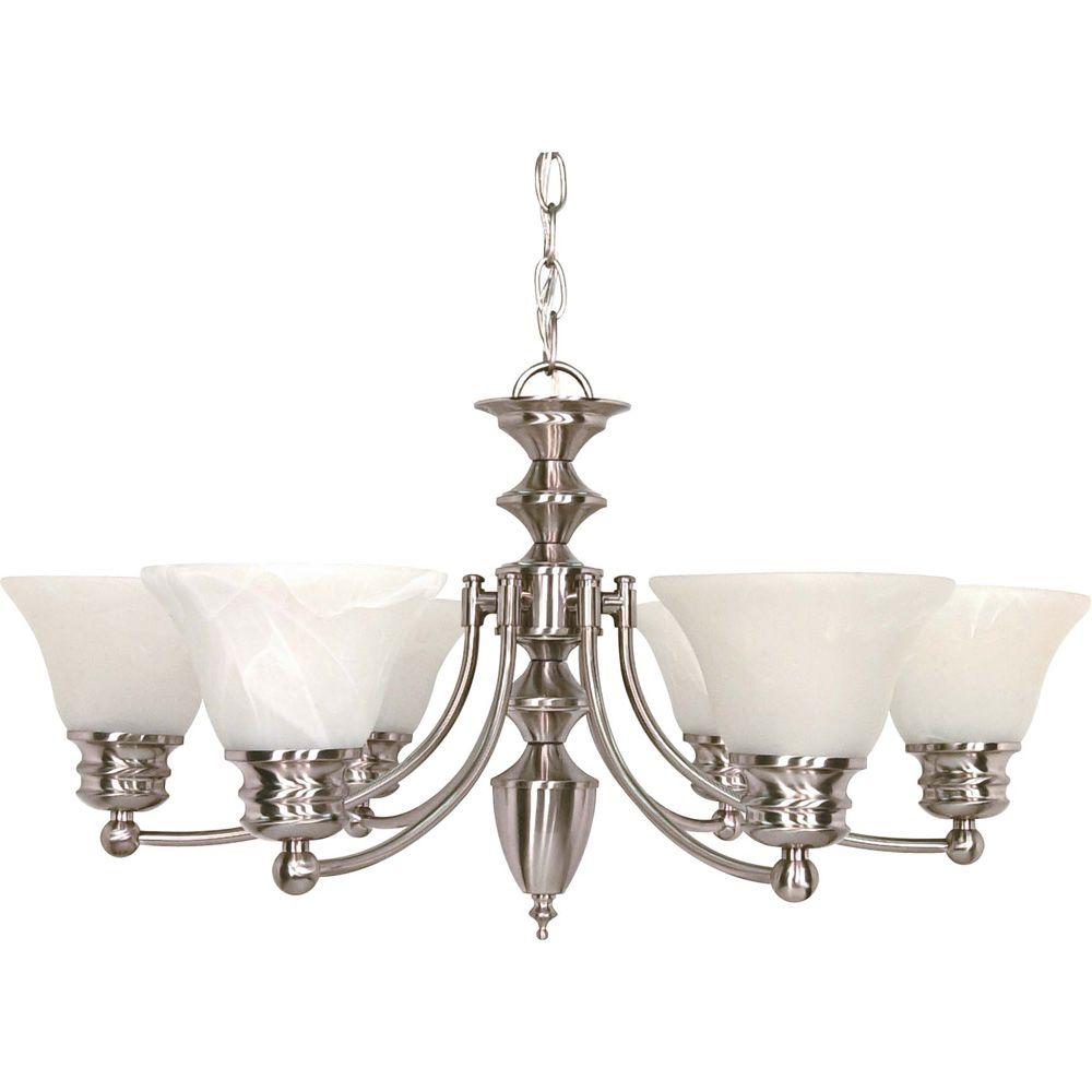 Glomar 6 Light Ceiling Brushed Nickel Incandescent Chandelier