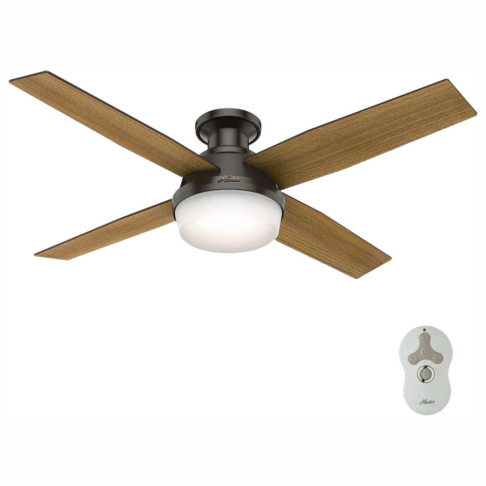 Dempsey 52 In Low Profile Led Indoor Noble Bronze Ceiling Fan With Light