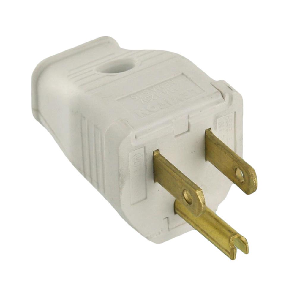 Leviton 15 Amp 125-Volt 3-Wire Grounding Plug, White-3W101-WH - The ...