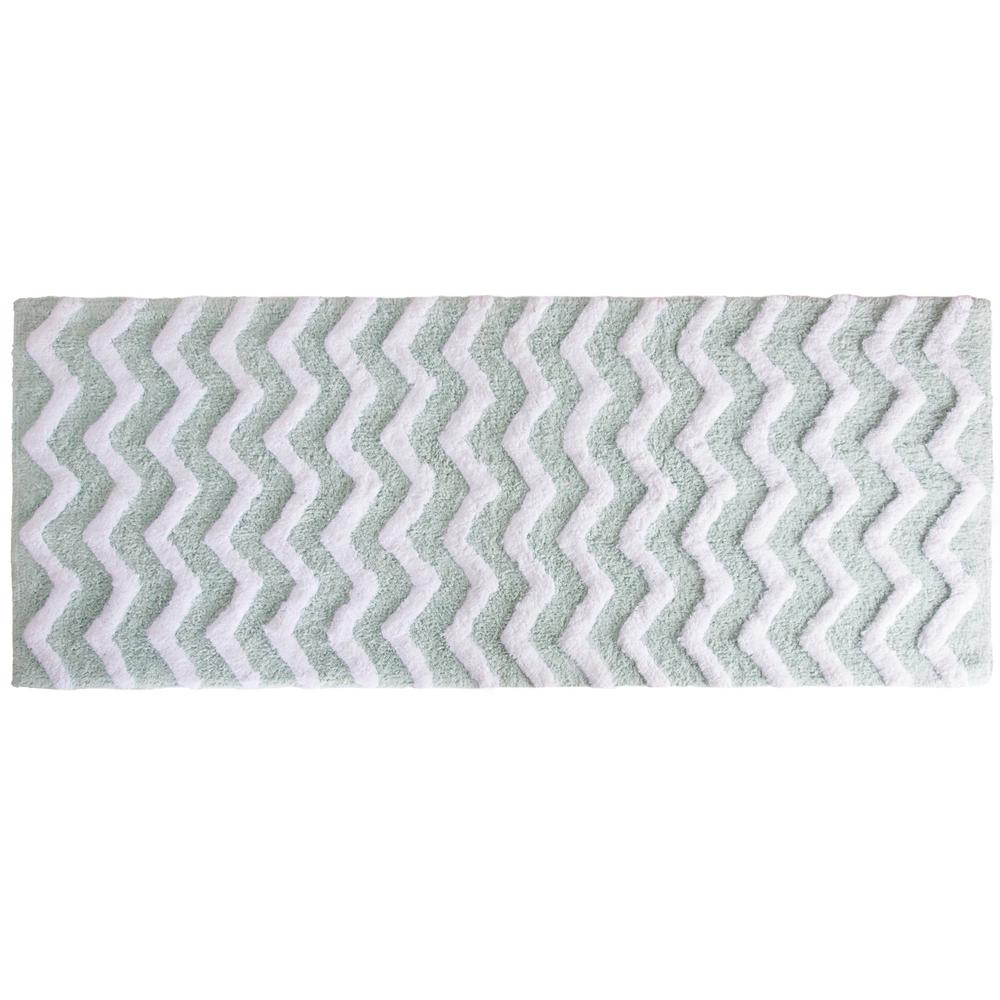 Lavish Home Chevron Seafoam 24 In X 60 In Bathroom Mat 67 0026