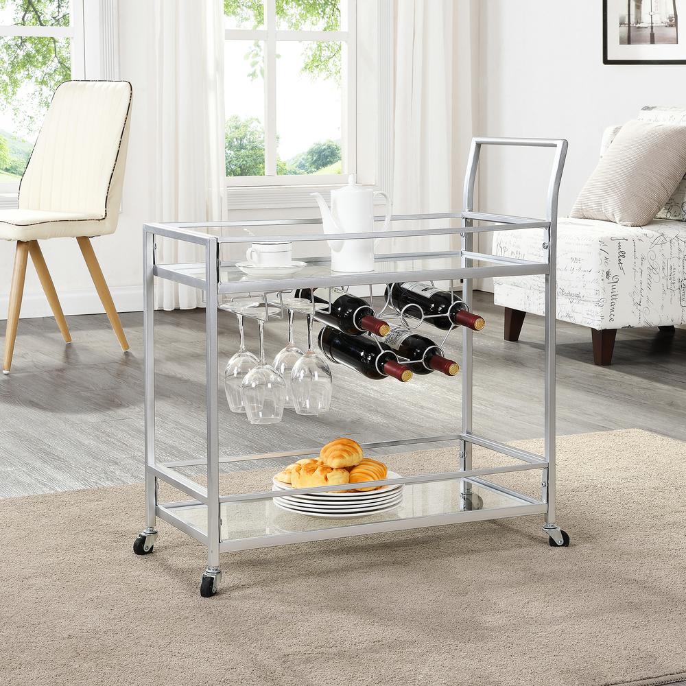 FirsTime & Co. Delilah Silver Bar Cart70104 The Home Depot