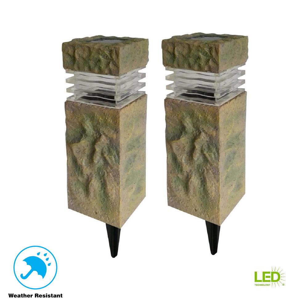 Hampton Bay Solar Sand Stone Outdoor Integrated Led Landscape Rock Hampton Bay Solar Sand Stone Outdoor Integrated Led Landscape Rock Pillar Path Light 2