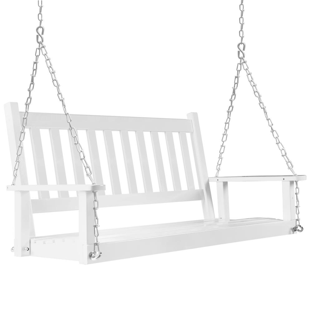 VEIKOUS White 2Person Outdoor Wooden Patio Porch SwingPG021001WH