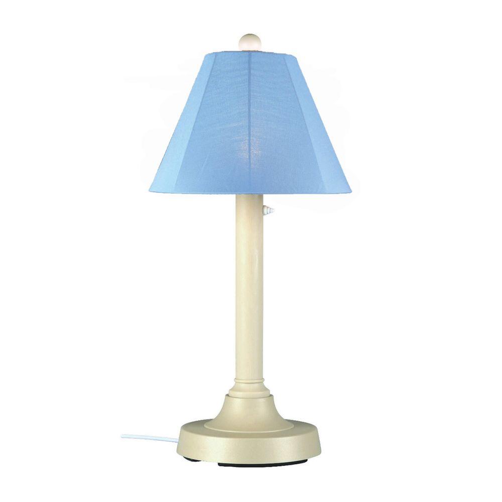 Patio Living Concepts San Juan 30 In Bisque Outdoor Table Lamp With Patio Living Concepts San Juan 30 In Bisque Outdoor Table Lamp With Sky Blue Shade