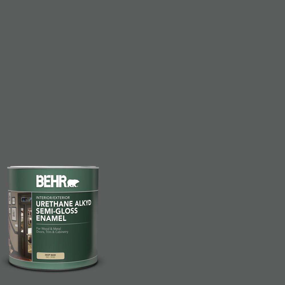 BEHR 1 qt. N5206 Asphalt Gray SemiGloss Enamel Urethane Alkyd