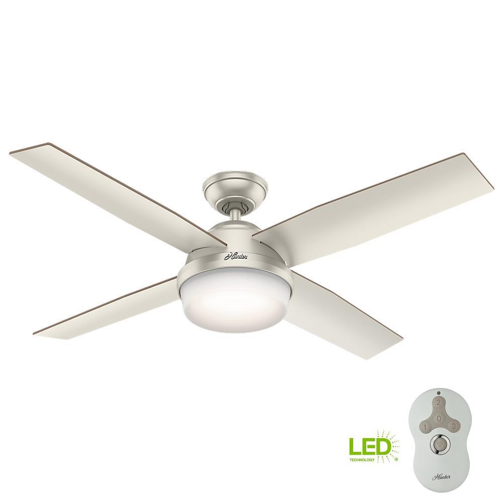 Hunter Dempsey 52 In Led Indoor Outdoor Matte Nickel Ceiling Fan Hunter Dempsey 52 In Led Indoor Outdoor Matte Nickel Ceiling Fan With Light