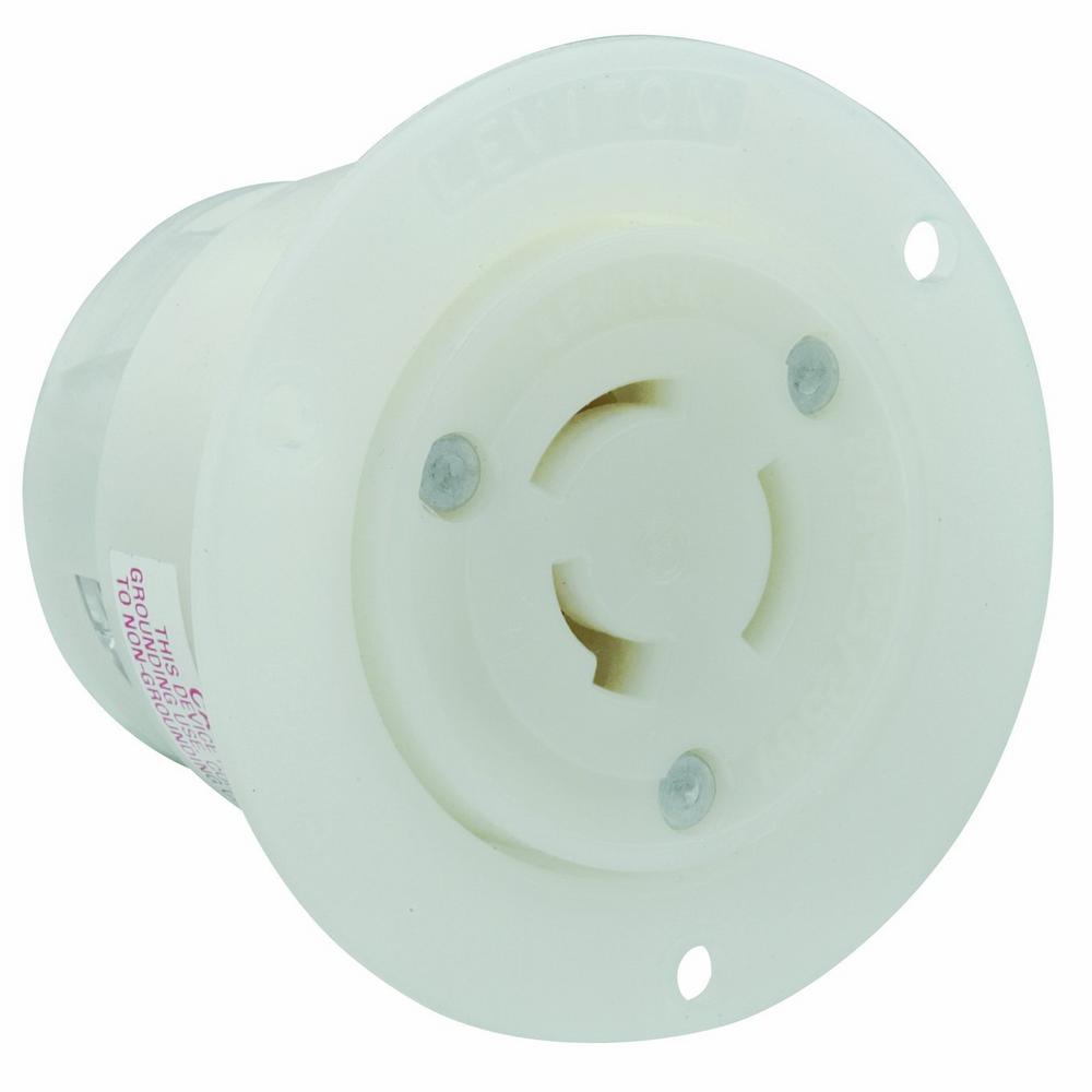 Leviton 20 Amp 125/250-Volt Flanged Outlet Non-Grounding Locking ...