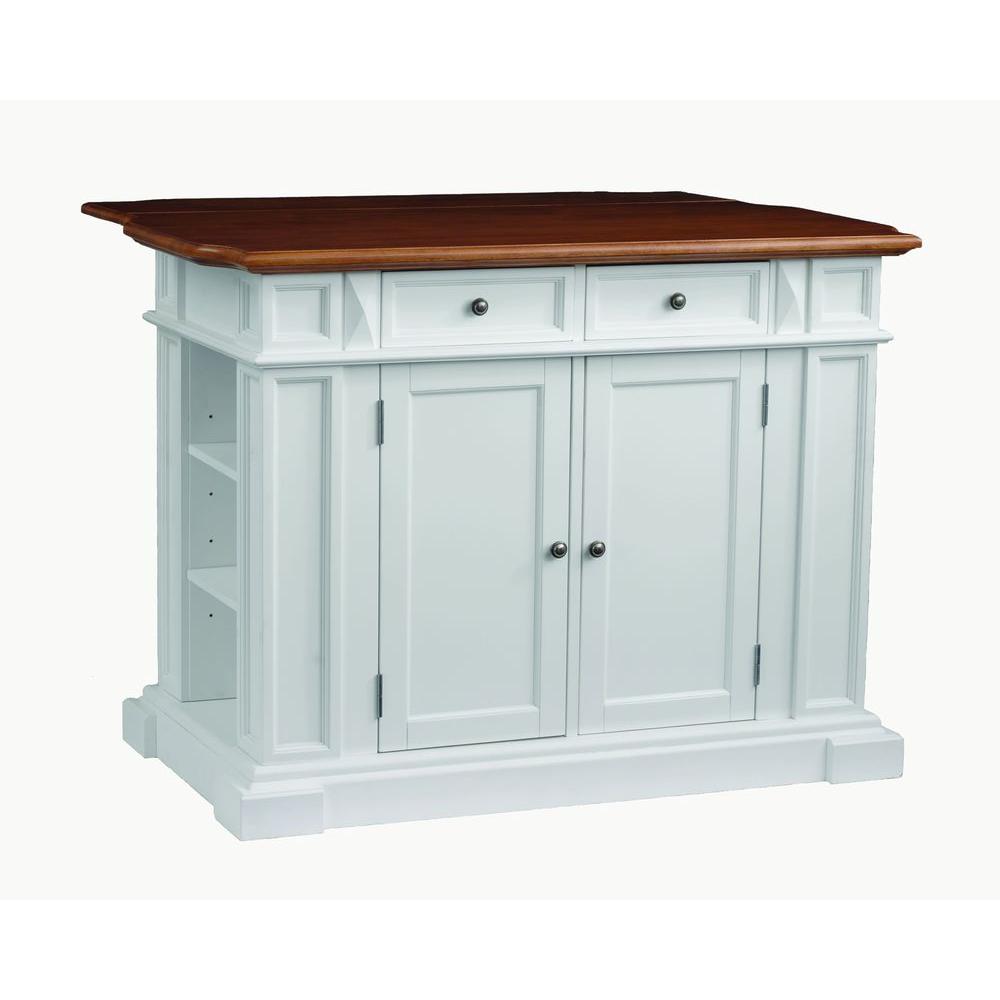 Americana White Kitchen Island With Drop Leaf