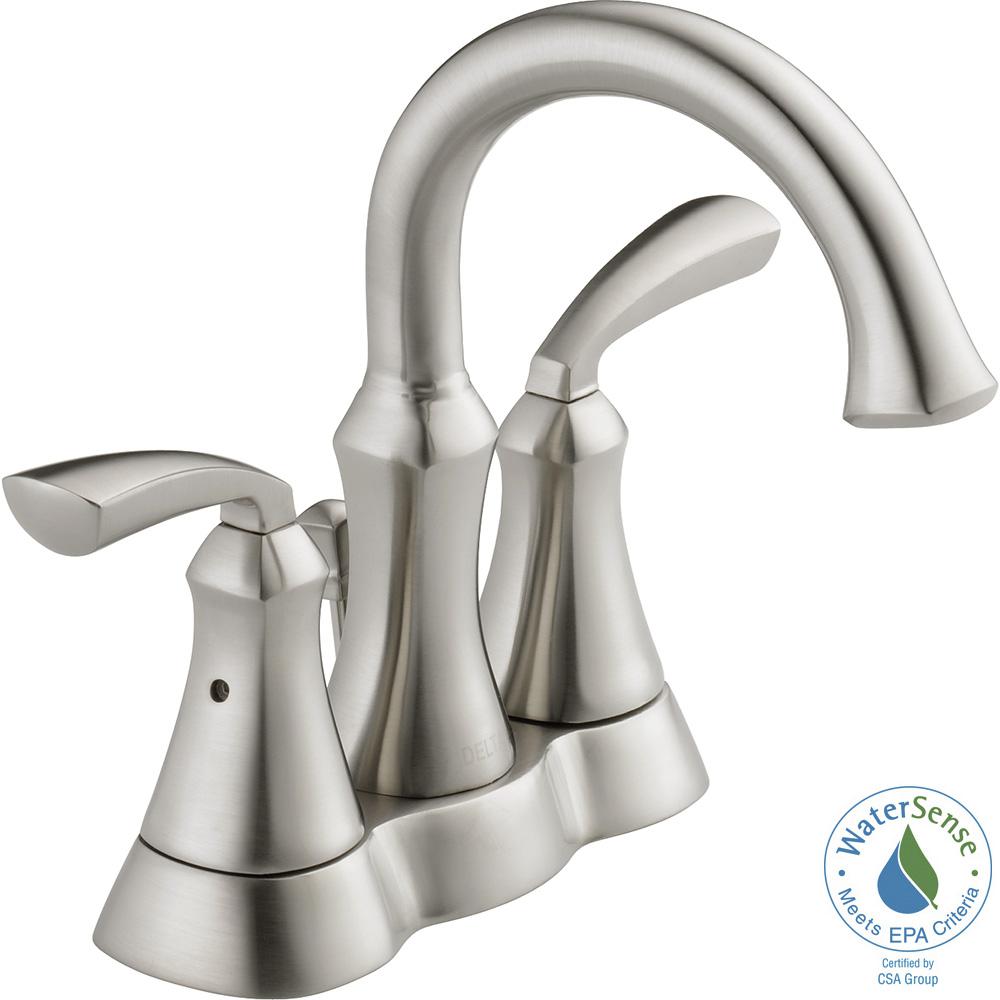Delta. Mandara 4 in. Centerset 2-Handle Bathroom Faucet in Brushed Nickel