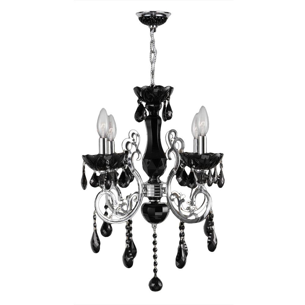 Worldwide Lighting Gatsby Collection 4-Light Chrome And Black Crystal ...