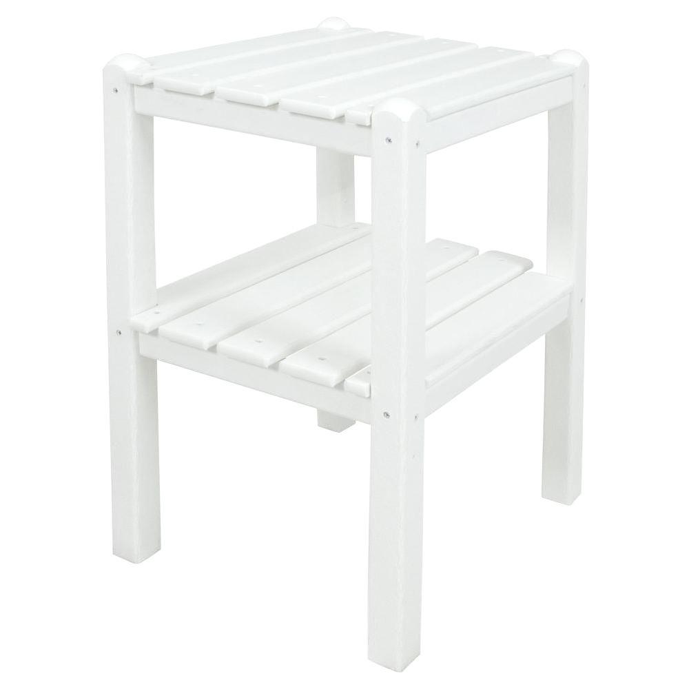Plastic Patio Furniture Tables The White 2 Shelf Patio Side Table