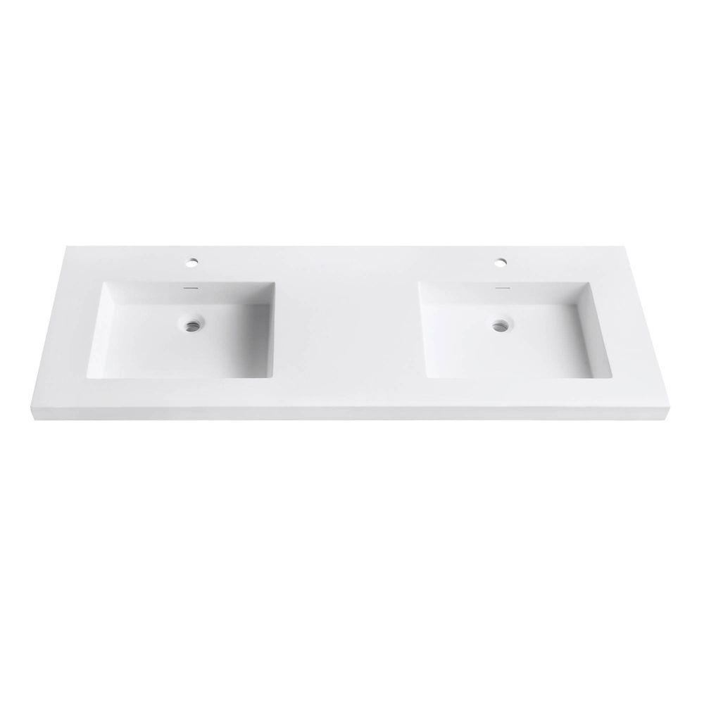 Avanity Versastone 61 In W X 22 D 2 H Solid Surface Double Basin Vanity Top White Vut61wt The Home Depot - 61 Inch Double Sink Vanity Top Home Depot Avanity Versastone 61 In W X 22 D 2 H Solid Surface Double Basin Vanity Top White Vut61wt The Home Depot - 61 Inch Double Sink Vanity Top Home Depot