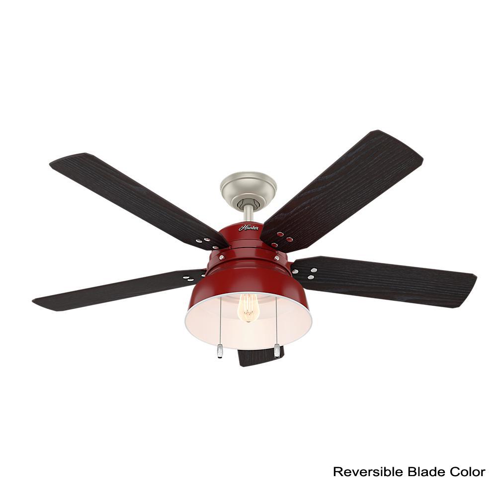 Hunter Mill Valley 52 In Led Indoor Outdoor Barn Red Ceiling Fan With Light