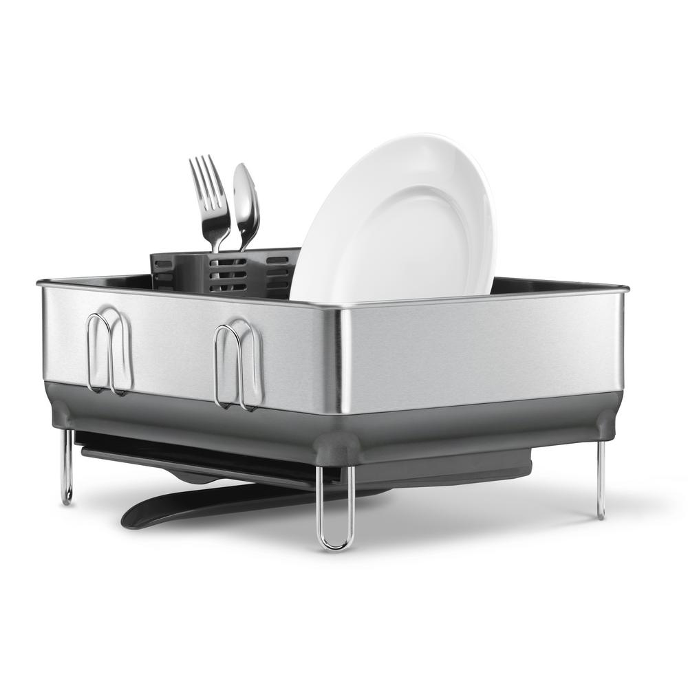 Compact Steel Frame Stainless Steel Dish Rack In Fingerprint