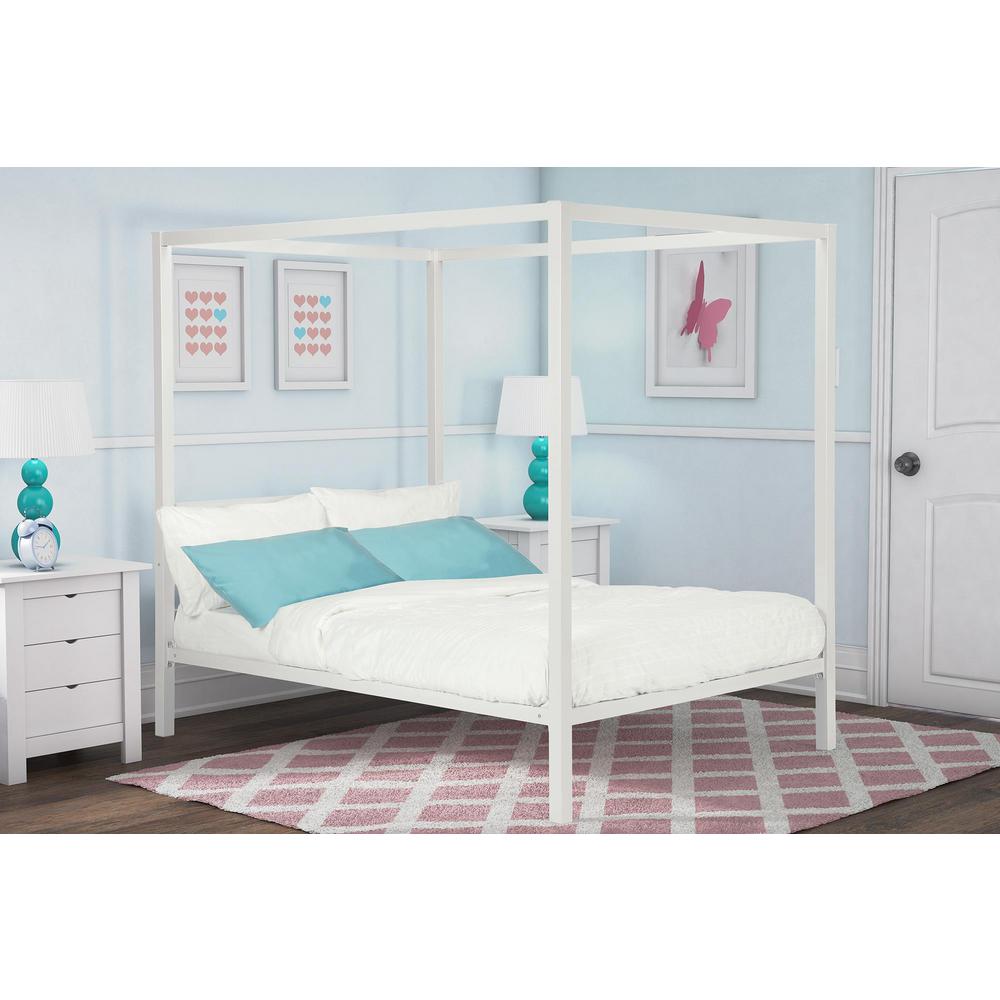 DHP Rory Metal Canopy White Full Size Bed Frame DE42960   The Home 