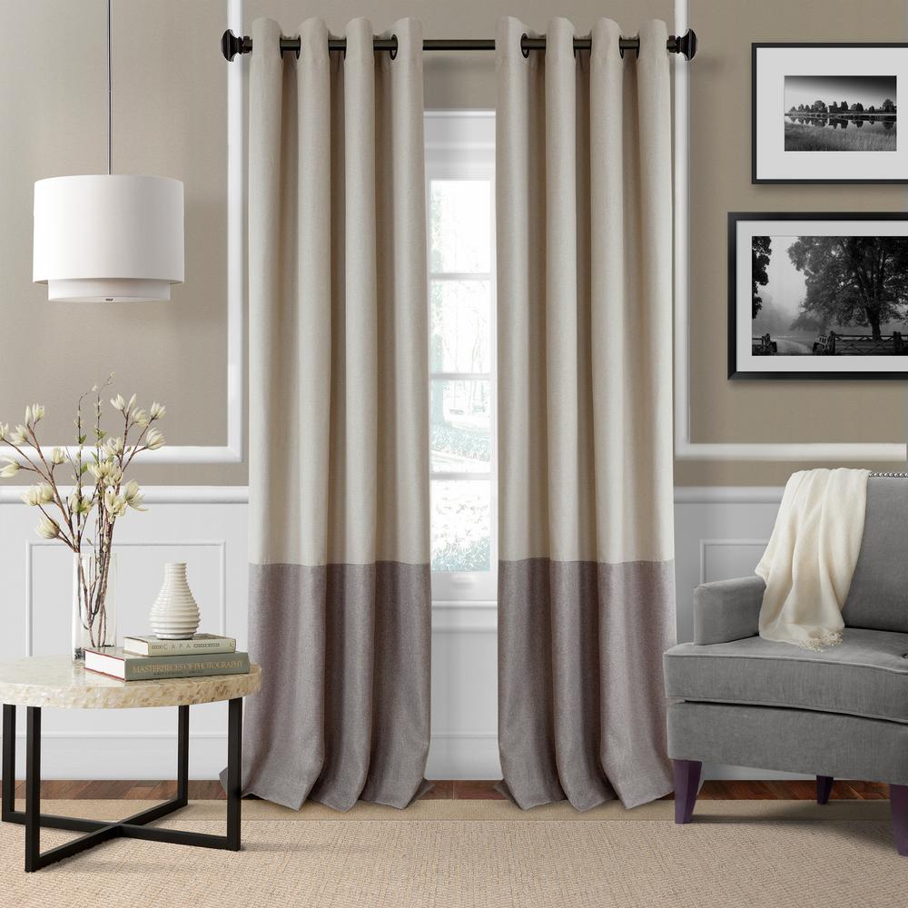 Color Block Linen Curtains Drapes Window Treatments The