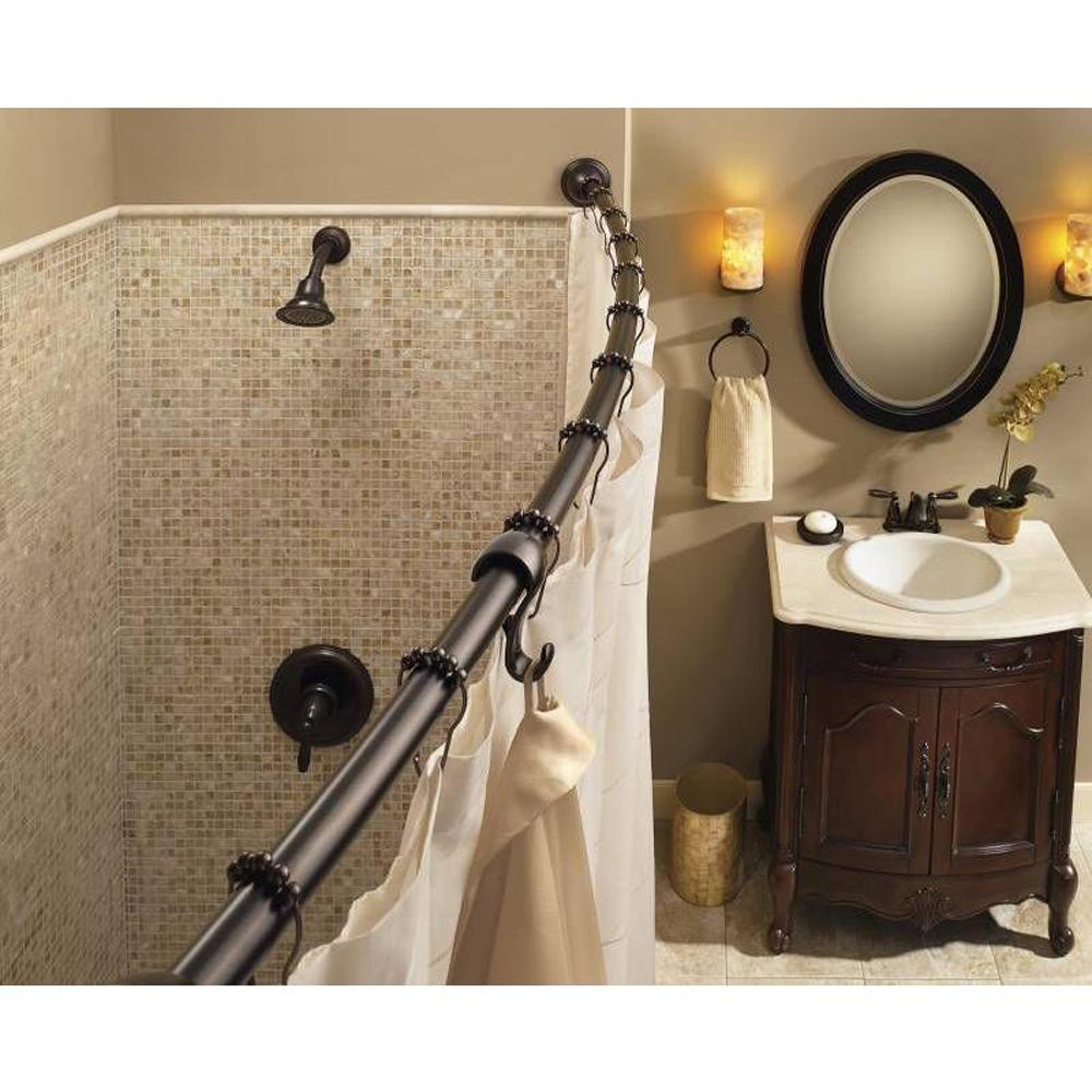 Moen 54 In 72 In Adjustable Length Curved Shower Rod In Old