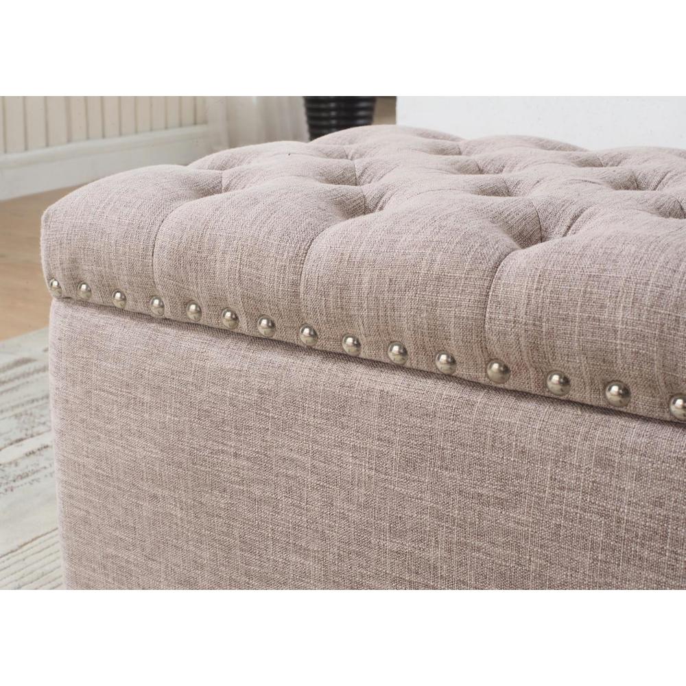 Button Tufted Taupe Storage Ottoman 9101863TP The Home Depot