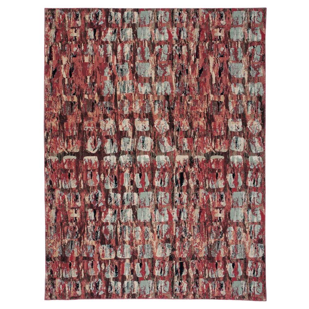 Nourison Overstock Modesto Squares Red 5 ft. 3 in. x 7 ft. 3 in. Area