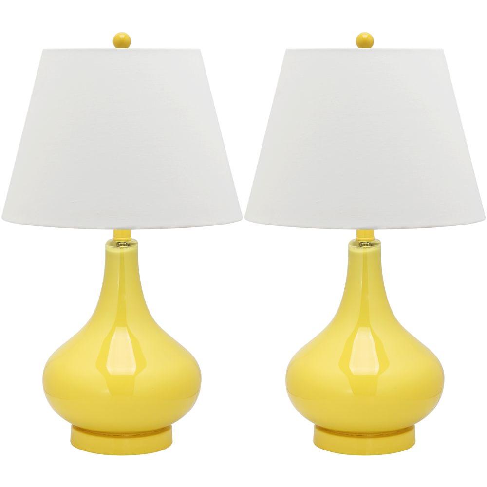 yellow glass table lamp