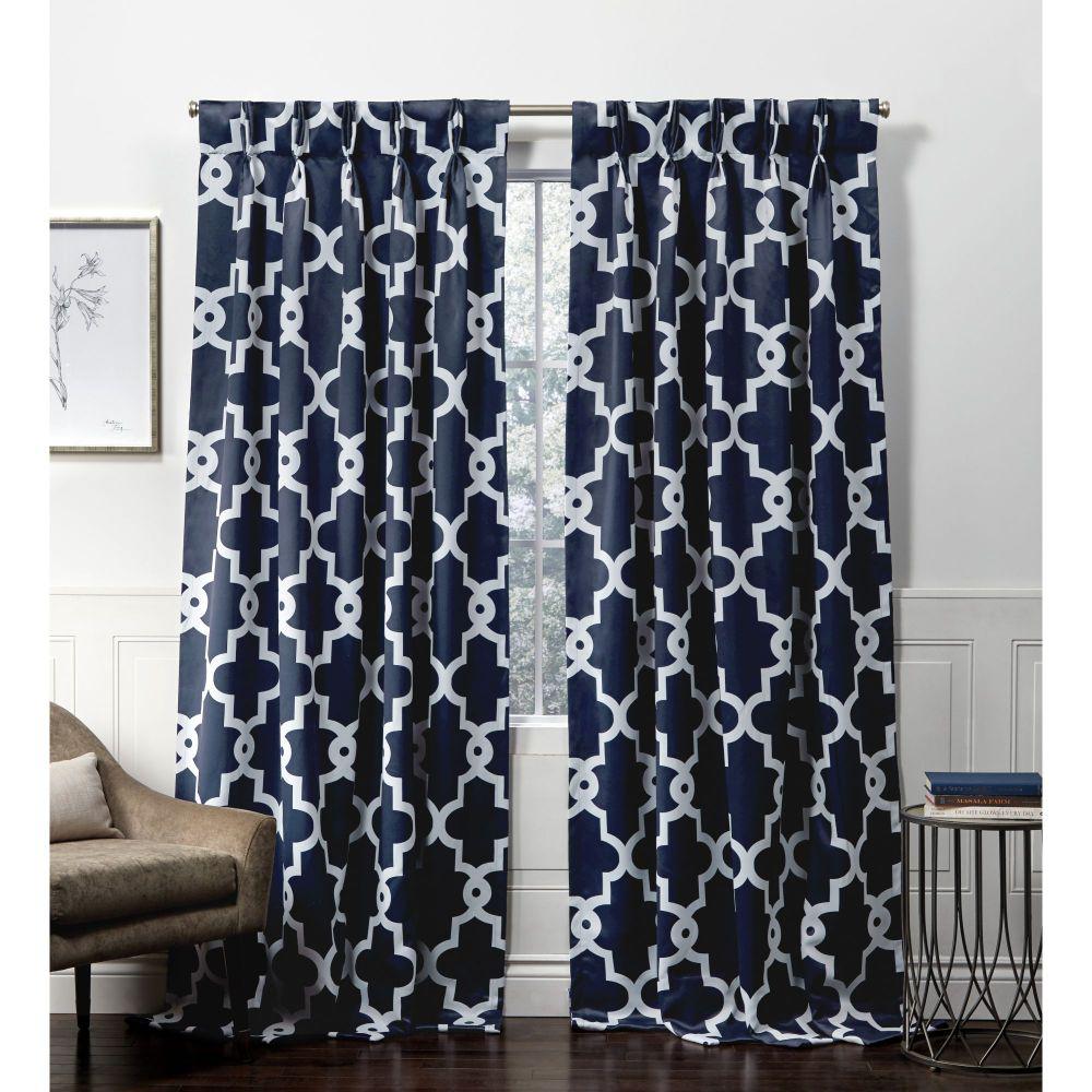 Exclusive Home Curtains Ironwork Pp Peacoat Blue Blackout Triple