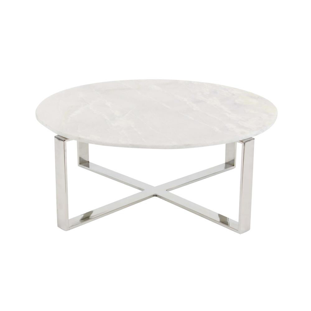 Litton Lane Modern Marble Top Round Coffee Table-57340 ...