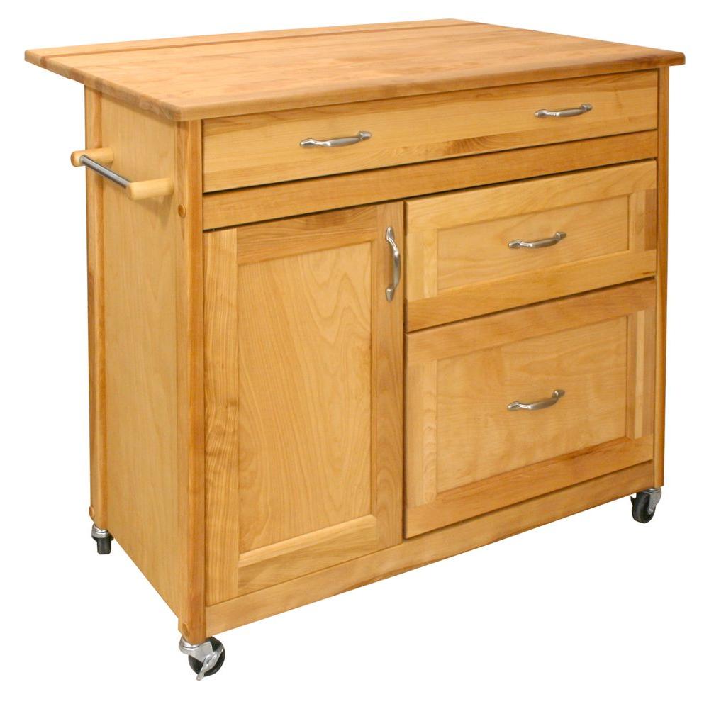 Catskill Craftsmen Natural Wood Kitchen Cart With Drop Leaf 1521 The   Natural Wood Catskill Craftsmen Kitchen Carts 1521 64 1000 