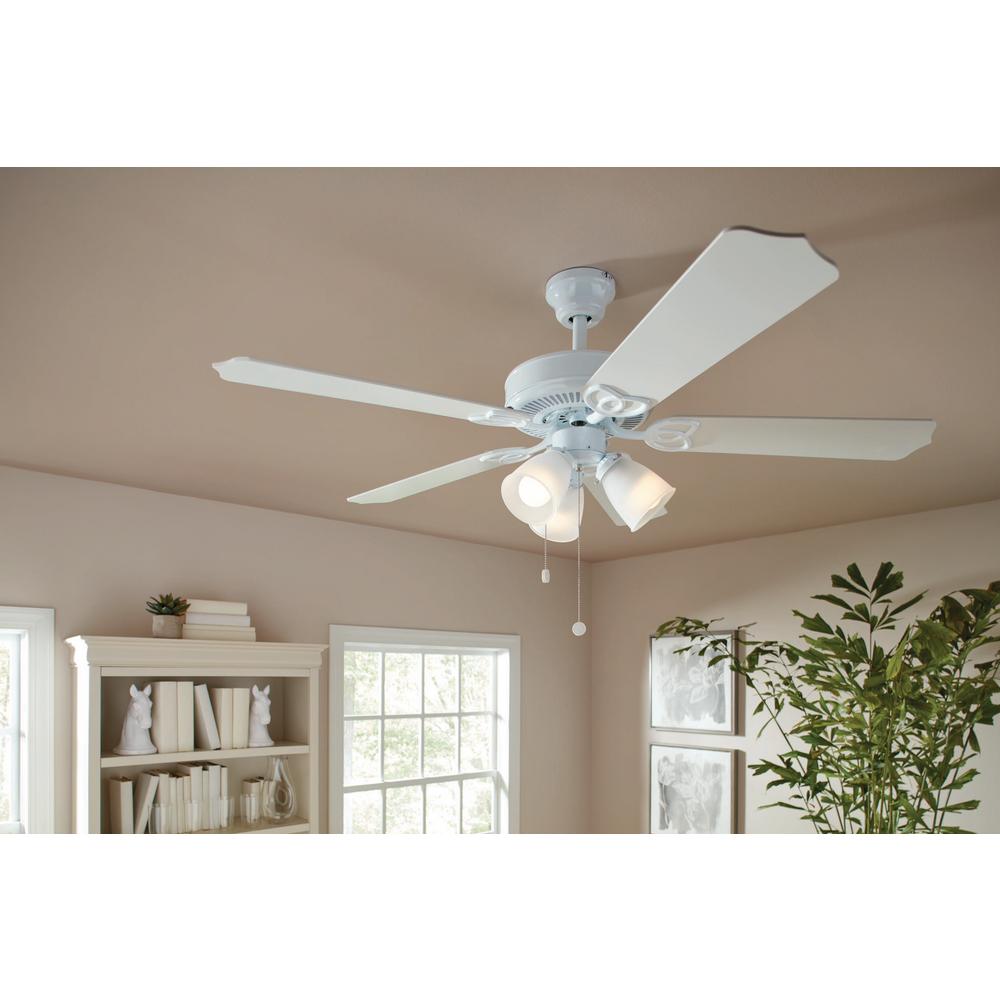 Brookhurst 52 In Led Indoor White Ceiling Fan With Light Kit Led Indoor White Ceiling Fan