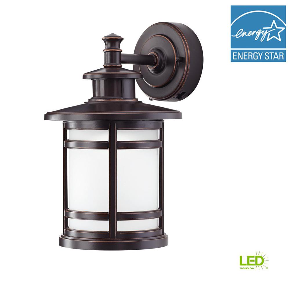 Home Decorators Collection Oil Rubbed Bronze Motion Sensor Outdoor Home Decorators Collection Oil Rubbed Bronze Motion Sensor Outdoor Integrated Led Medium Wall Mount Lantern