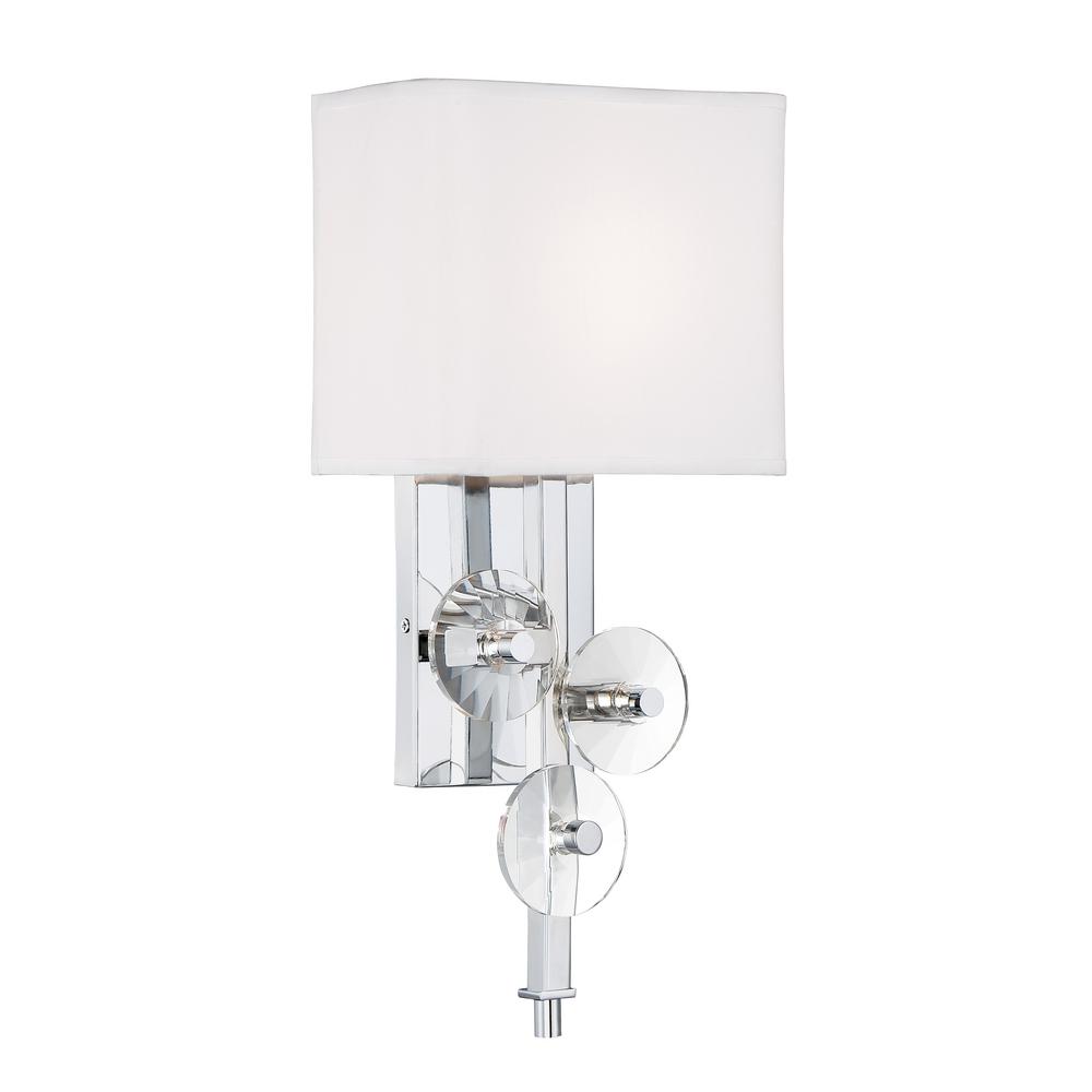 Varaluz Rogue Decor Engeared 1 Light Chrome Wall Sconce With White Fabric Shade