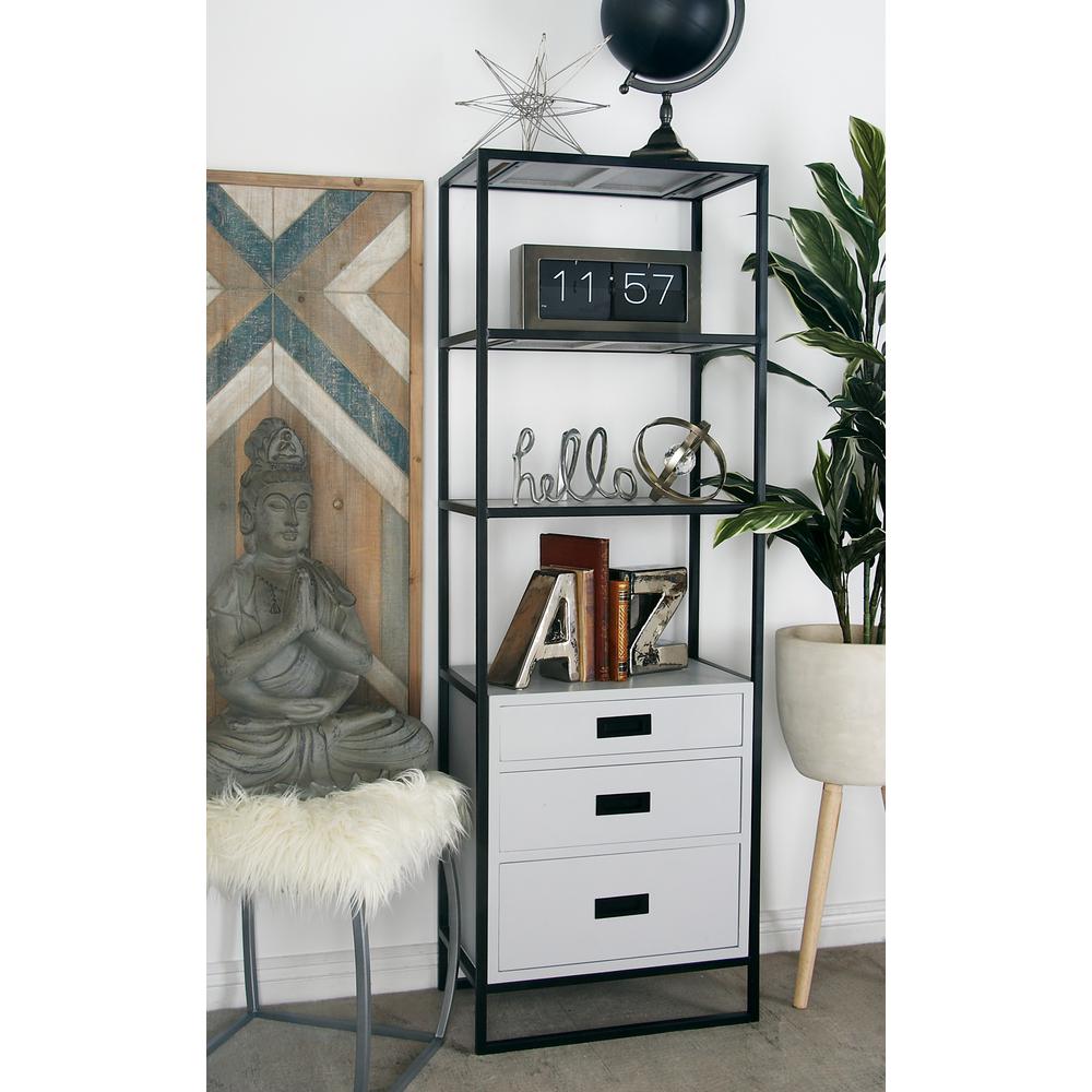 White 3 Tier Shelving Unit With Draweretallic Black Frame White 3 Tier Shelving Unit With Draweretallic Black Frame