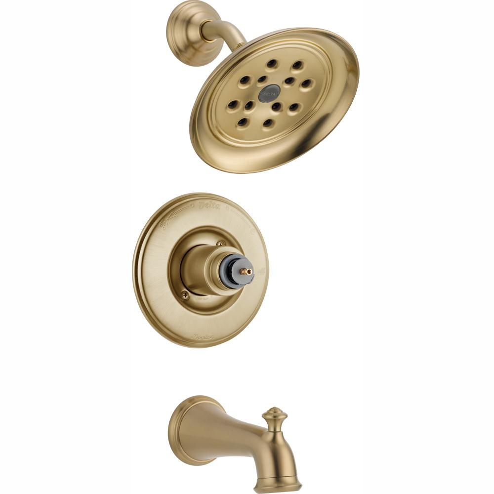 Delta Victorian 1-Handle Tub and Shower Faucet Trim Kit with H2Okinetic in Champagne Bronze (Valve and Handles Not Included)