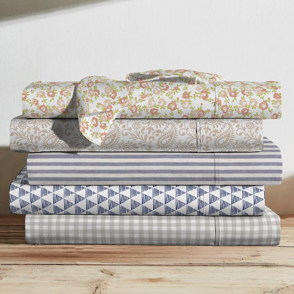 Brielle Printed Cotton Sheet Set Paisley Taupe King