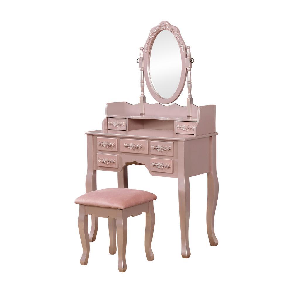 pink vanity set with lights