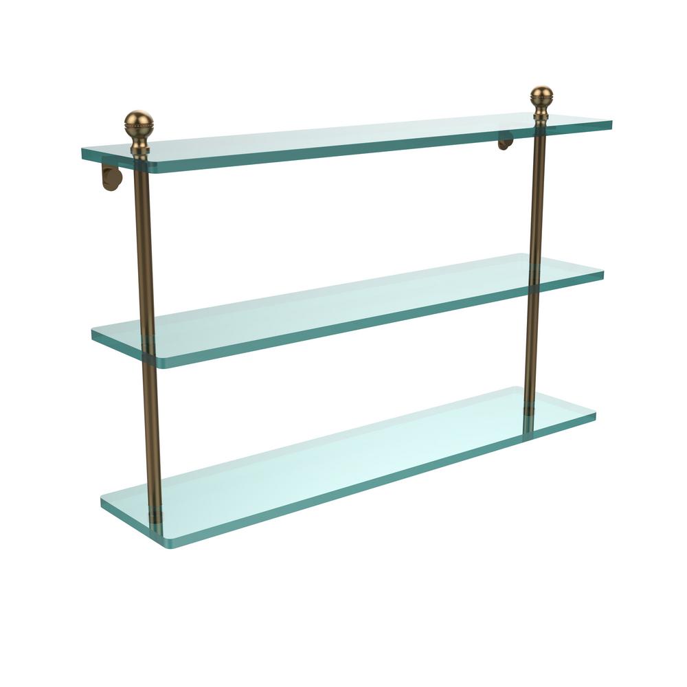 Allied Brass Mambo 22 in. L x 15 in. H x 5 in. W 3Tier Clear Glass