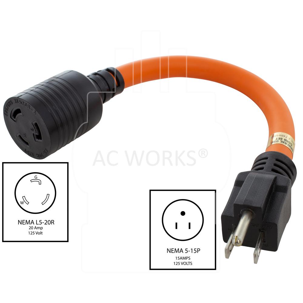 10 Ft 12//3 SJO Power Cord with NEMA 6-20P 250V 20 Amp Straight Blade Plug