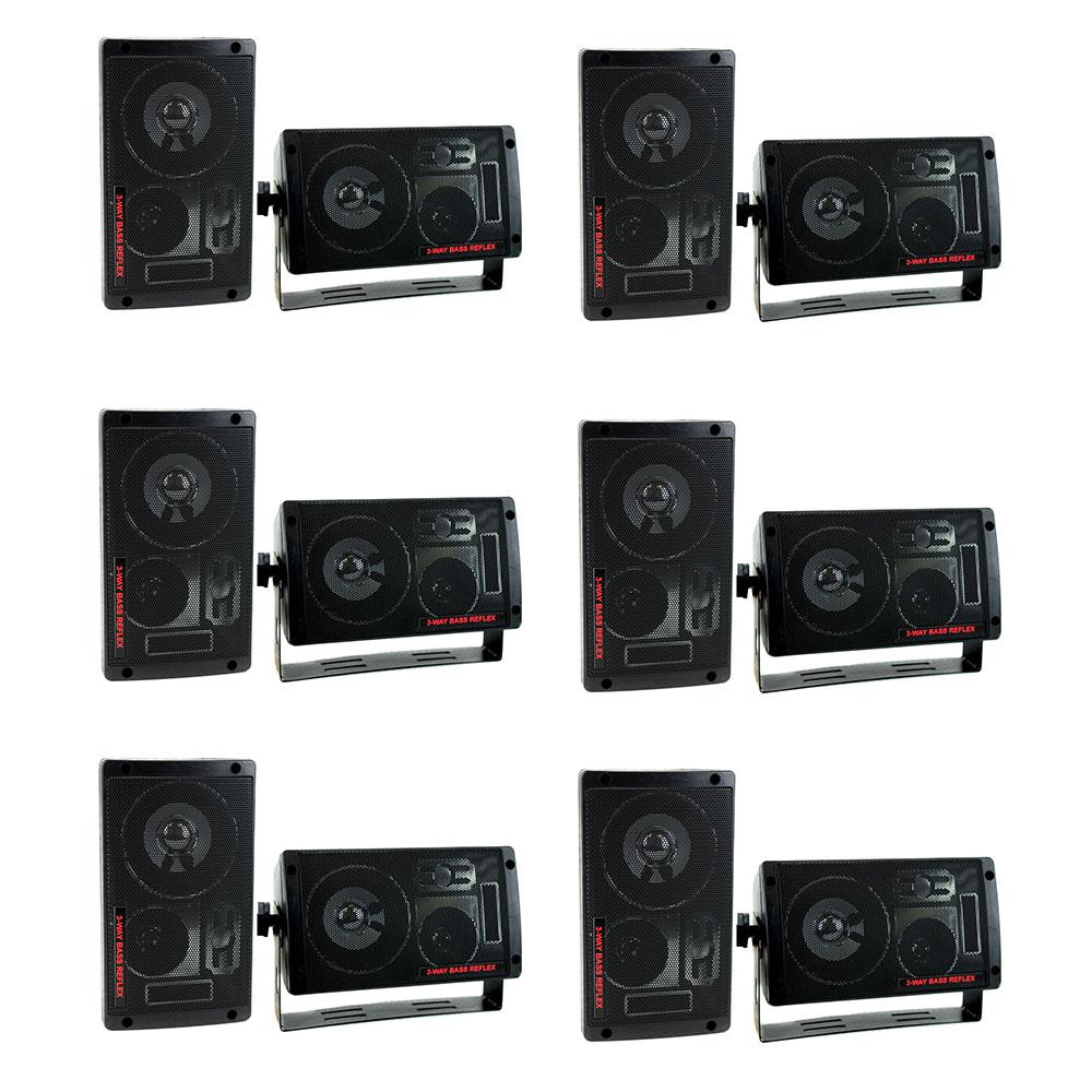 300Watt 3Way Car Audio Mini Box Speakers Stereo System Indoor (6Pack