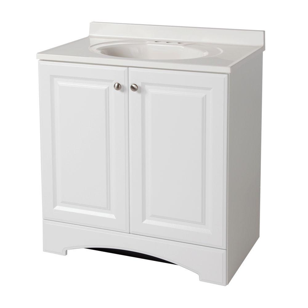 Glacier Bay 301/2 in. W Vanity in White with Cultured Marble Vanity