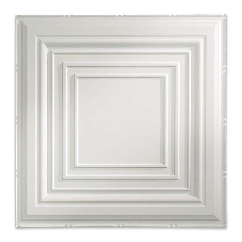 Fasade Traditional 3 2 ft. x 2 ft. Matte White LayIn Vinyl Ceiling Tile (20 sq. ft.)PL5401