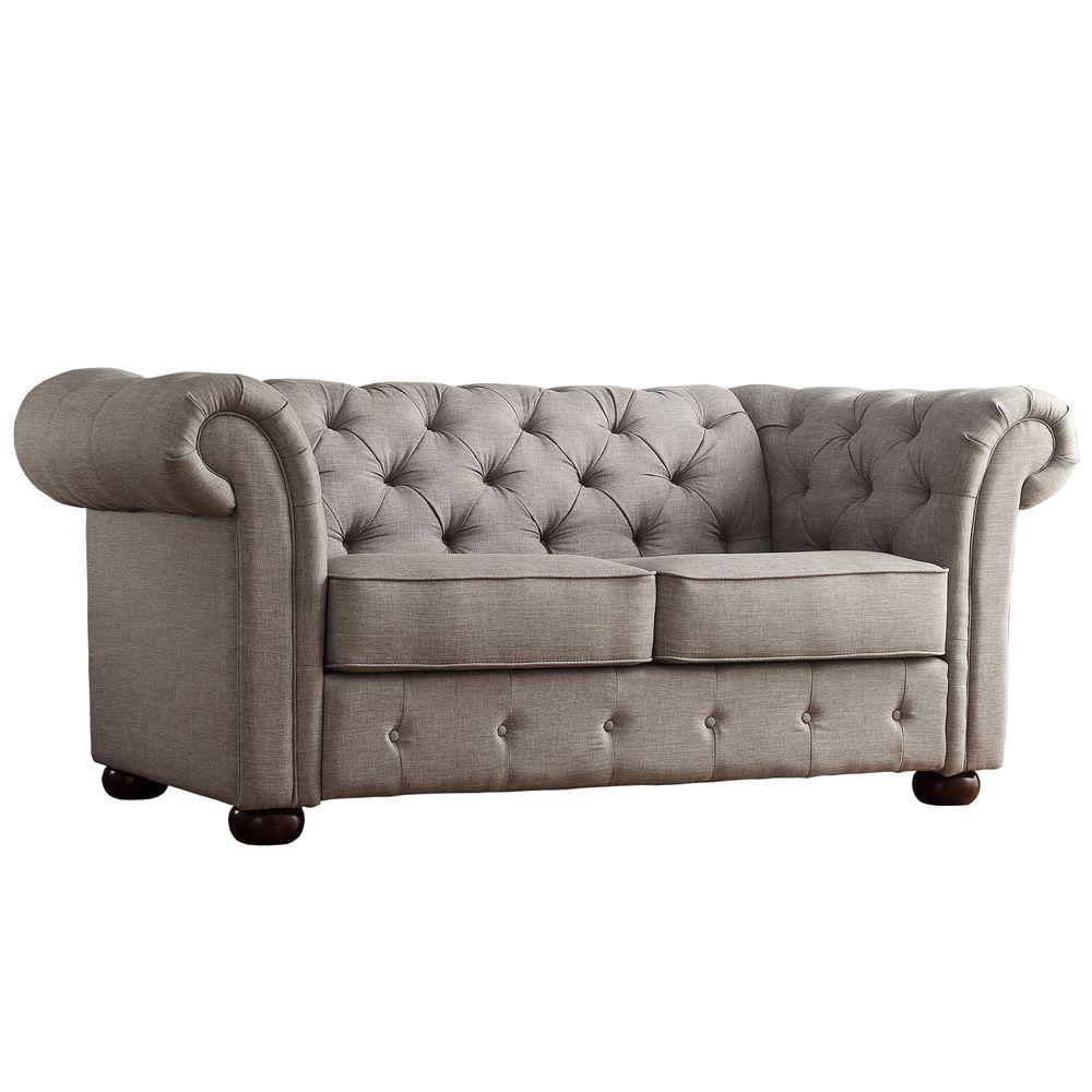 Homesullivan Radcliffe 68 5 In Grey Linen 2 Seater Loveseat With Round Arms 40e208ls Gl1ls The Home Depot