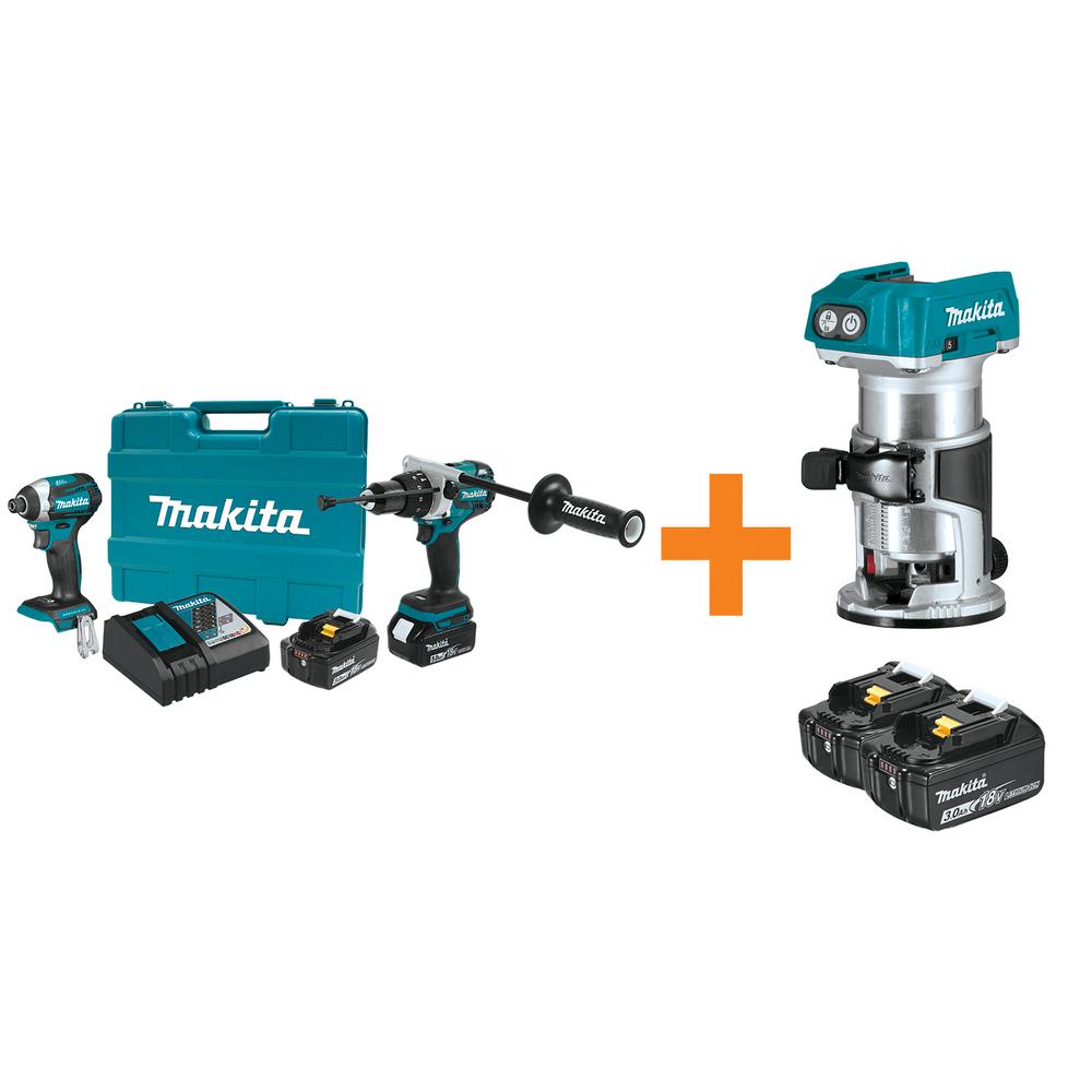 Makita 18V LXT LithiumIon Brushless Cordless Hammer Drill/Impact Driver Combo Kit w/BONUS 18V
