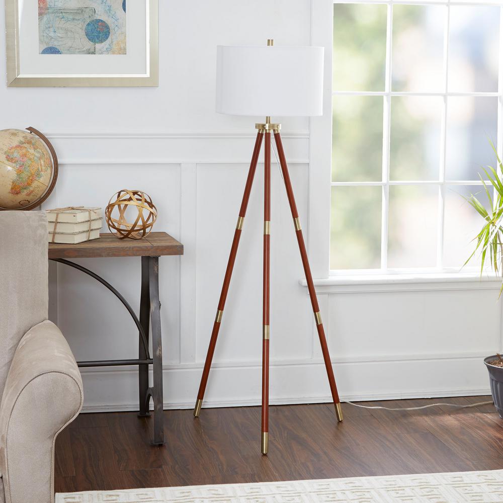 Silverwood Furniture Reimagined Beaufort 59 5 In Brown Floor Lamp With Linen Shade