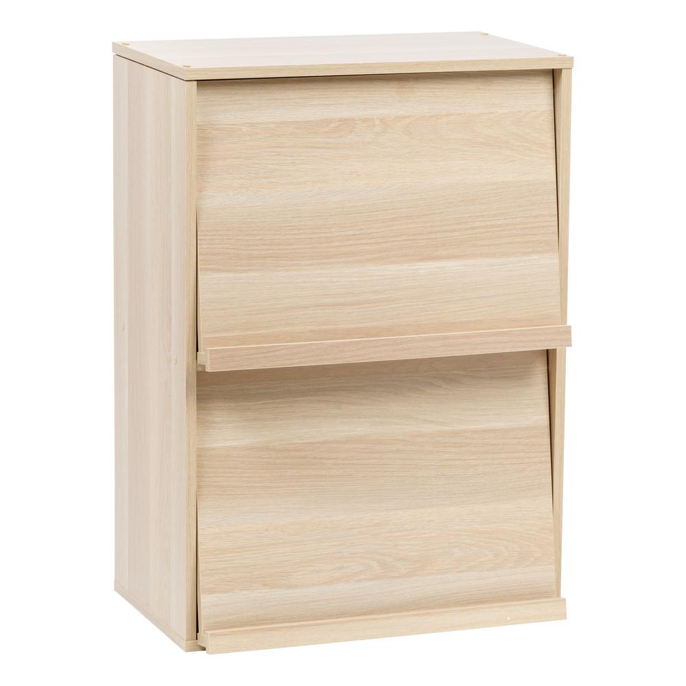 IRIS Collan Light Brown 2Tier Wood Shelf with Pocket Doors591854