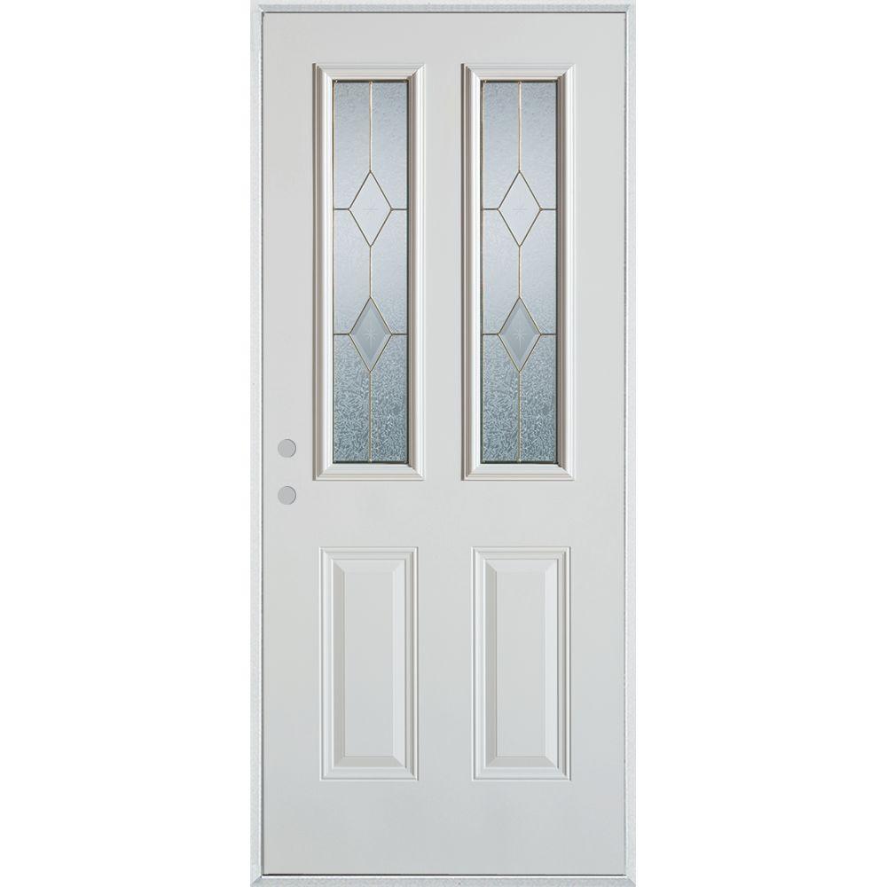 Stanley Doors 32 in. x 80 in. Geometric Brass 2 Lite 2 Stanley Doors 32 in. x 80 in. Geometric Brass 2 Lite 2