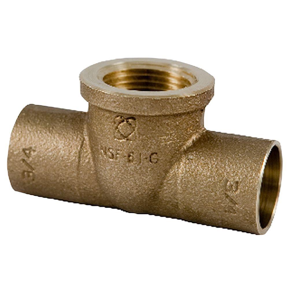 3//4/"C x 1//8/" FIP x 3//4/"C Cast Brass Baseboard Tee