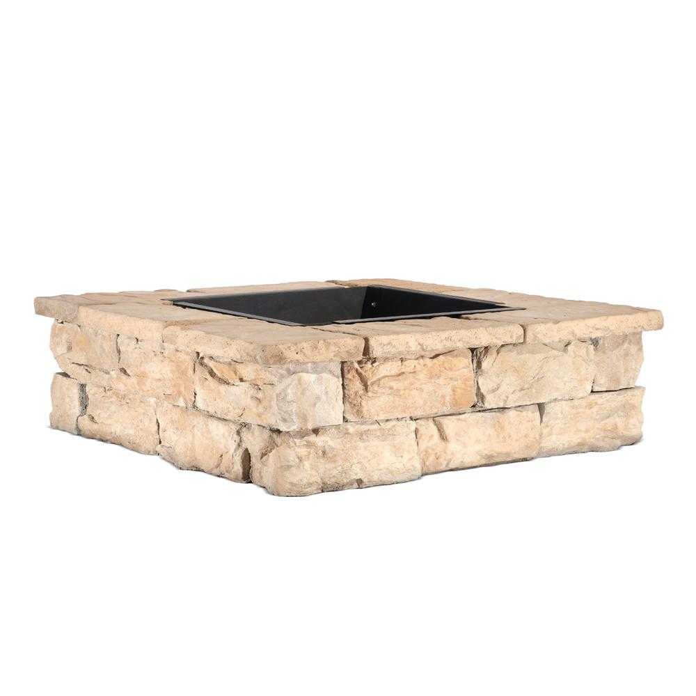 Natural Concrete Products Co 28 In X 14 In Steel Wood Fossill Brown Square Fire Pit Kit Fbsfp The Home Depot