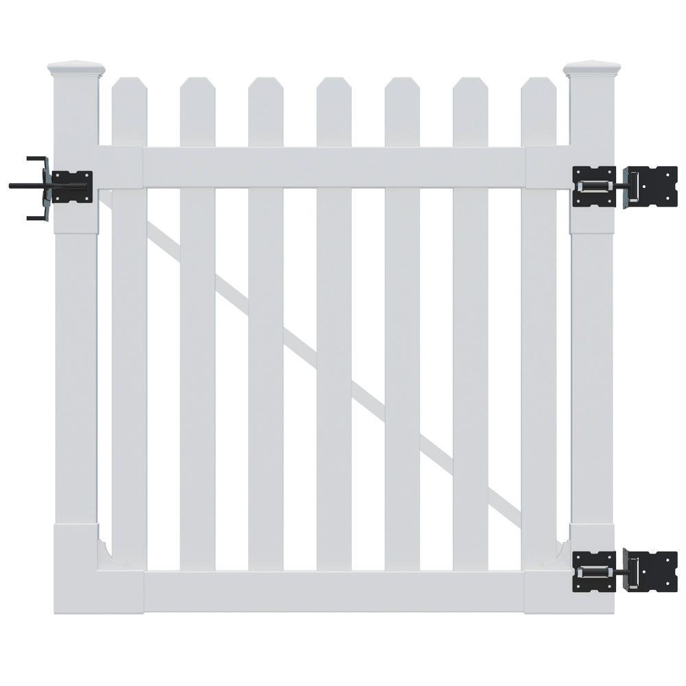 Wambam Fence 4 Ft X 4 Ft Nantucket Vinyl Picket Fence Gate With Stainless Steel Hardware Bl19102 The Home Depot