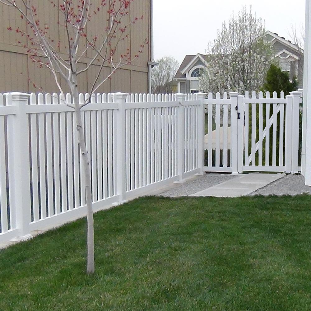 Weatherables Cheyenne 4 Ft H X 8 Ft W White Vinyl Fence Picket Ez Pack Pwpi Thd3 4x8de The Home Depot