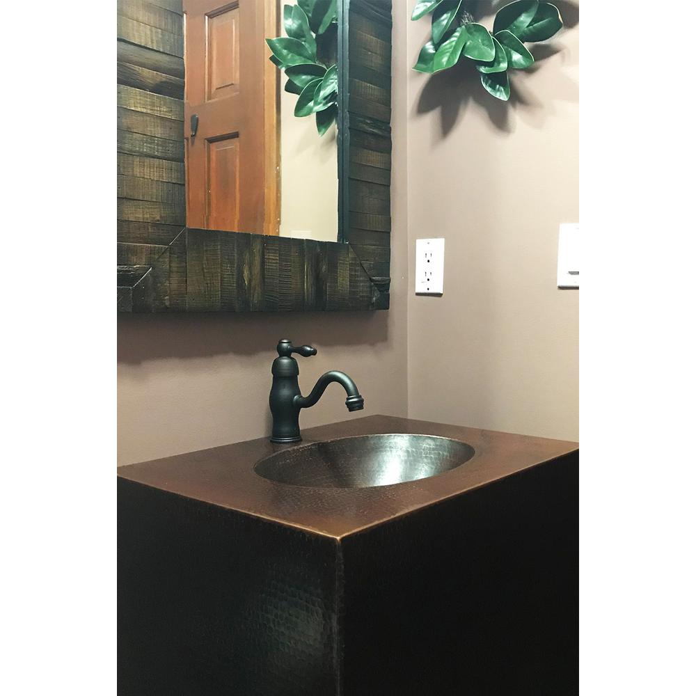 24/" Bathroom Vanity Set W//Rectangle Drop in Ceramic Sink ORB Faucet Mirror Black