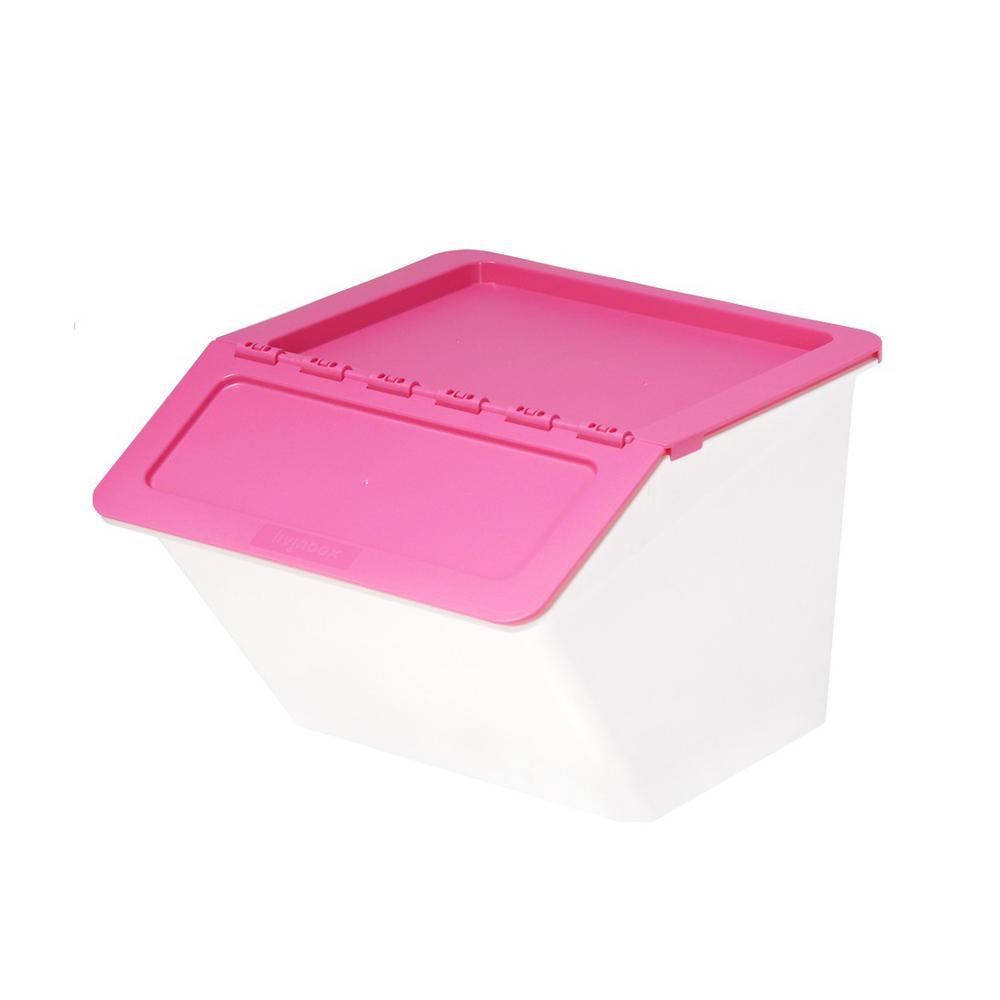 Livinbox Patented Pelican Series 23 Qt Stackable And Nestable Storage Box With 2 Stage Lid In Pink 8 Pack